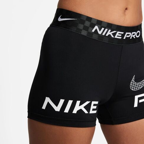 Nike Pro Dri-FIT Women's Mid-Rise 3" Graphic Training Shorts (Black/Anthracite/White, DX0076-010) Size X-Small in Saudi Arabia