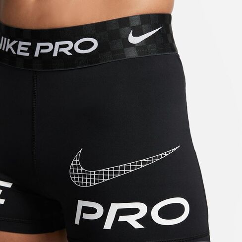 Nike Pro Dri-FIT Women's Mid-Rise 3" Graphic Training Shorts (Black/Anthracite/White, DX0076-010) Size X-Small in Saudi Arabia
