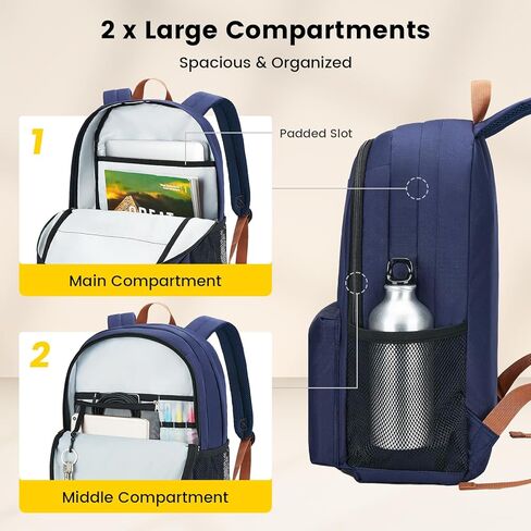 حقيبة ظهر Vorspack للرجال والنساء - حقيبة ظهر خفيفة الوزن للكلية وحقائب ظهر كاجوال للاستخدام أثناء السفر - أسود in Kuwait