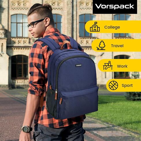 حقيبة ظهر Vorspack للرجال والنساء - حقيبة ظهر خفيفة الوزن للكلية وحقائب ظهر كاجوال للاستخدام أثناء السفر - أسود in Kuwait