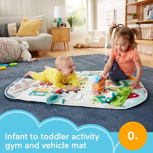 Fisher-Price Activity City Gym to Jumbo Playmat, Infant to Toddler Activity Gym with Music, Lights, Vehicle Toys and Extra-Large playmat in Saudi Arabia