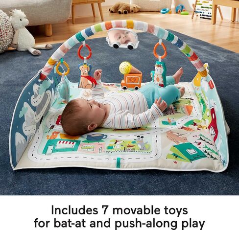 Fisher-Price Activity City Gym to Jumbo Playmat, Infant to Toddler Activity Gym with Music, Lights, Vehicle Toys and Extra-Large playmat in Saudi Arabia