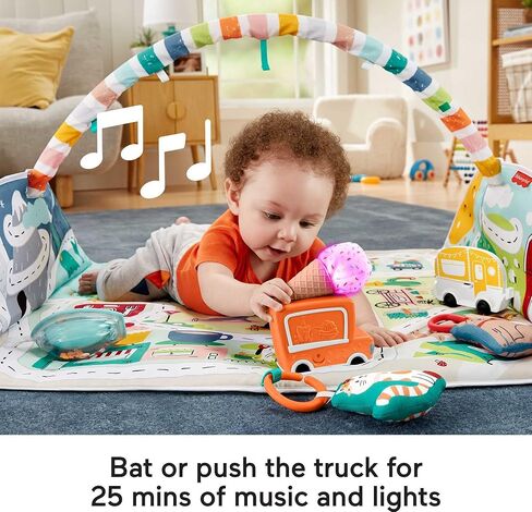 Fisher-Price Activity City Gym to Jumbo Playmat, Infant to Toddler Activity Gym with Music, Lights, Vehicle Toys and Extra-Large playmat in Saudi Arabia