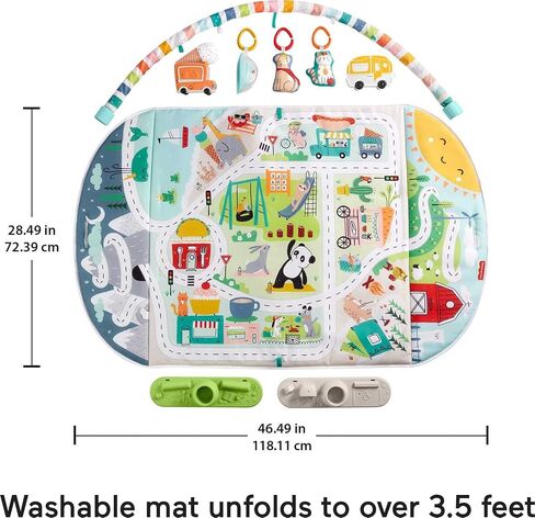 Fisher-Price Activity City Gym to Jumbo Playmat, Infant to Toddler Activity Gym with Music, Lights, Vehicle Toys and Extra-Large playmat in Saudi Arabia
