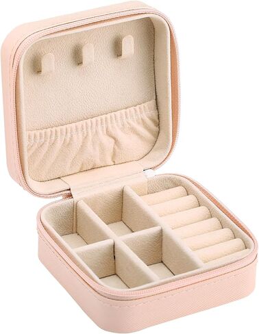 Naler Travel Jewelry Box, Portable Travel Mini Jewelry Box,Leather Jewellery Ring Organizer Case Storage Gift Box Girls Women (Pink) in Saudi Arabia