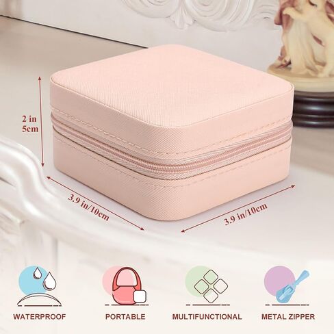 Naler Travel Jewelry Box, Portable Travel Mini Jewelry Box,Leather Jewellery Ring Organizer Case Storage Gift Box Girls Women (Pink) in Saudi Arabia