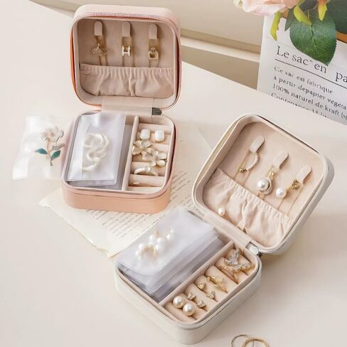 Naler Travel Jewelry Box, Portable Travel Mini Jewelry Box,Leather Jewellery Ring Organizer Case Storage Gift Box Girls Women (Pink) in Saudi Arabia