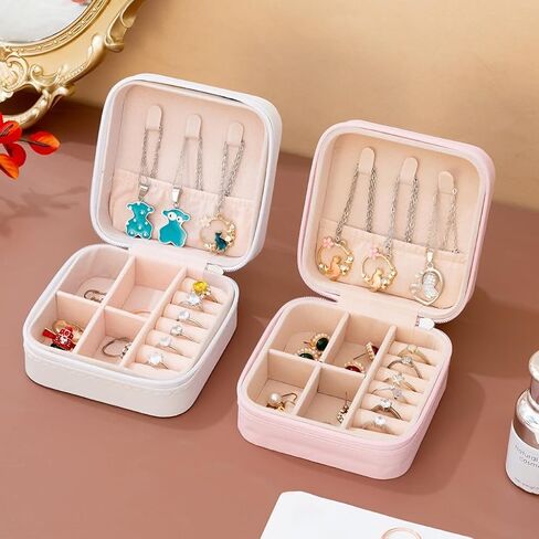 Naler Travel Jewelry Box, Portable Travel Mini Jewelry Box,Leather Jewellery Ring Organizer Case Storage Gift Box Girls Women (Pink) in Saudi Arabia