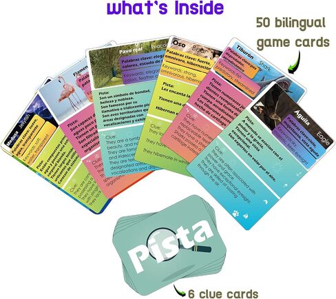 1step2dream Spanish Animal Guessing Card Games for Kids | Fun Educational Family Activities | Bilingual Stocking Stuffer, Travel Friendly Learning Board Games in Saudi Arabia