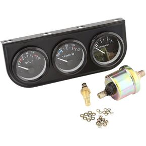 2'' Triple Gauge Set Includes Oil Press & Water Temp Gauges Voltmeter Sensor Oil Pressure Gauge Electric 3 Gauge Set Automotive Car Gauges Set Kit Car Gauges Set Kit Auto Gauges 3 Set