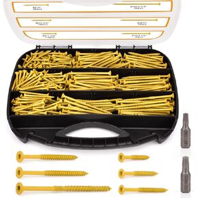 VIGRUE #8#10 براغي خشبية بطول 1-1/4" إلى 3-1/2"، 500 قطعة، مقاومة للصدأ، مطلية بالإيبوكسي، برغي خشبي خارجي، براغي للتزيين في الهواء الطلق، رأس محرك Torx/Star، T20 T25 Star Bit وشملت، تان in Kuwait