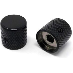 Black Flat-Top Barrel Knobs for Fender Telecaster Guitar and Precision P-Bass (Set of 2) 1/4 Inch Solid Shaft BK30US-BLK