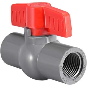uxcell PVC Ball Valve Supply Pipe Knob Threaded Ends G3/4 Female Thread Red Gray