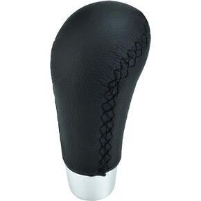 Abfer Leather Shift Knob R Shape Gear Shifter Handle Manual Stick Shifting Knobs Replace Fit for Most Transmission Car Vehicle Trucks, Black