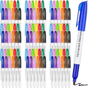 Yahenda 108 Pack Colored Permanent Markers Bulk Colorful Permanent Marker Pen Fine Point Waterproof Permanent Markers for Work on Wood Metal Plastic Stone Glass Office School (Multicolor)