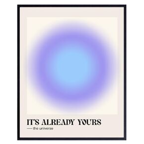 Inspirational Quotes for Women - Zen Wall Art - spiritual Decor - Motivational Gifts - Success Wall Art - Womens Office Wall Decor - Living room Decor Aesthetic Home Decor - Blue Aura Wall Decor
