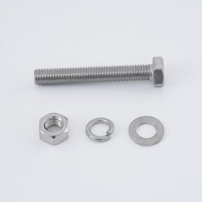 LESHAN 4 Pcs M12-1.75x100 Hex Head Screw Bolt - AISI 304 Stainless Steel (18-8), Full Thread, Plain Finish