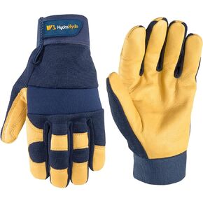 Wells Lamont Men's Leather Palm Work Gloves | Heavy Duty, Form Fitting for Improved Dexterity | Made with Water-Resistant HydraHyde, Large (3207L) , Blue