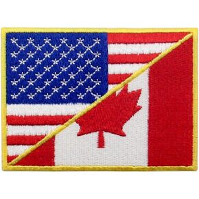 USA American United State Canada Flag Patch Embroidered Applique Iron On Sew On Emblem, White & Black