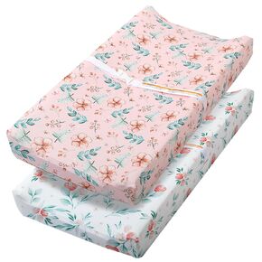 Changing Table Pad Cover Elastic Changing Pad Cover Premium Baby Changing Pad Cover 2 Pack for Boys Girls Unisex Soft Comfortable Changing Pad Cover (Baby Whale and Hedgehog)