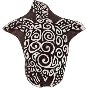 Decorative Hand Carved Turtle Printing Wooden Stamp Blocks Border Stamps