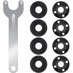 9 Pcs Angle Grinder Wrench Grinder Nut Kit Spanner Wrench 5/8"-11 Compatible with Milwaukee Makita Dewalt 193465-4 Bosch Black Decker Ryobi 4.5" 5" 5/8-11 Replacement Part Angle Grinder Attachments