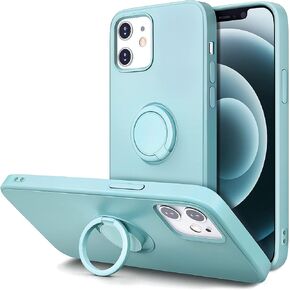 Hython Case for iPhone 12 Case & iPhone 12 Pro Case with Ring Stand, 360° Rotatable Ring Holder Magnetic Kickstand, Shiny Plating Rose Gold Edge Shockproof Protective Phone Case Cover, Black
