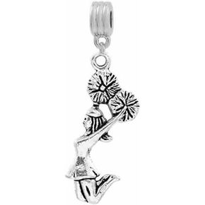 Sexy Sparkles Cheerleader Dangle Charm Spacer Bead Stopper for European Bracelets