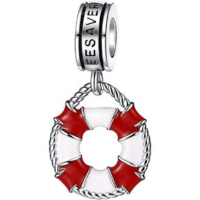 Bolenvi Lifesaver Lifeguard Life Guard Pool Beach 925 Sterling Silver Charm Bead for Pandora & Similar Charm Bracelets or Necklaces