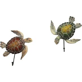 Comfy Hour Ocean Voyage Collection 5" Set Sea Turtle Coastal Marine Theme Decorative Wall Hanger, Polyresin
