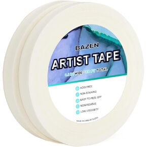 Bazen 2 Packs White Artist Tape for Drafting Tape Acid-Free Watercolor Tape for Canvas Framing Painting 0.6inch Wide 330FT Long Total