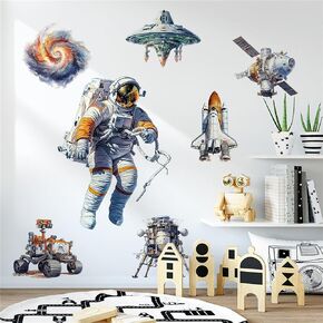Astronaut Wall Decals Universe Space Wall Stickers for Nursery Kids Boys Bedroom Living Room Playing Room Murals NASA Wall Decor (Astronaut and Stars)