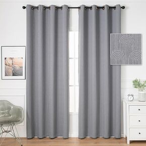 UNISTAR Luxury Curtains for Living Room Faux Linen Blackout & Noise Reducing Thick Window Curtains Arch Texture Burlap Bedroom Curtains, 52 x 84 inches, Pink