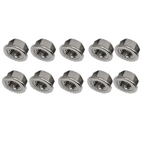 YXQ M12 x 1.75 Serrated Hex Flange Lock Nuts,A2 Stainless Steel 18-8 (304) DIN 6923,Plain Finish 10 Pieces
