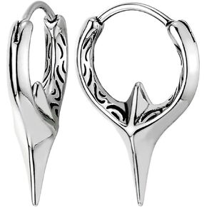 Men Women Stainless Steel Huggie Hinged Hoop Earrings, Spike Irregular Star Cross, 1 Pair
