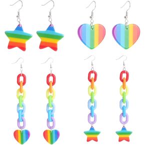 أقراط فخر للنساء والرجال أقراط متدلية بألوان قوس قزح على شكل قلب ونجمة قوس قزح مجموعة أقراط متدلية الحب يفوز مجوهرات فخر للنساء والفتيات والرجال (أ) in Kuwait