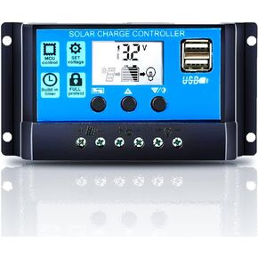 20A Solar Charge Controller with LCD Display, Dual USB Output, and Intelligent Protection for 12V/24V Battery Systems