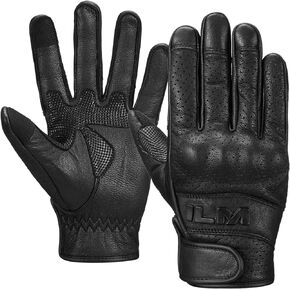 ILM Motorcycle Goat Leather Gloves Full Finger Breathable Touchscreen Motocross Dirt Bike ATV Riding Gloves for Men Women Model GL1
