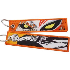 Ichigo Kurosaki Keychain Anime Ichigo Cosplay Keychain Embroidered Fabric Accessories For Backpack