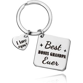 Bonus Grandpa Keychain Gift Ideas, Best Bonus Grandpa Ever Keychain for Grandpa Papa Fathers Birthday Day Gifts from Grandkids granddaughter grandson, Best Grandpa Papa Ever Gifts for Christmas