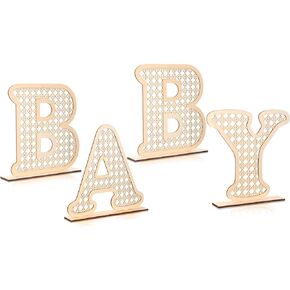 Wooden Baby Letters Rattan Set 11 Inch Wood Letters Baby Table Centerpiece Boho Nursery Decor Baby Wooden Rattan Letters Table Decor Rustic Letter Home Decoration for Toddler Girls Boys