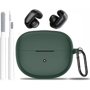 for New Bose Ultra Open Earbuds Case with Cleaner Kit 2024, Soft Silicone Shockproof Protective Cover Skin with Carabiner Women Men for Bose Open Ear Wireless Earbuds, Pink