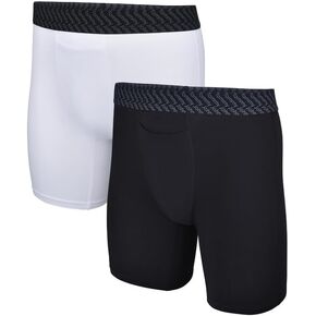 Tommy John Men’s Boxer Brief 8" - 2 pack - Underwear - Cotton Basics Boxers with Supportive Contour Pouch - Naturally Breathable Stretch Fabric (White/Black, Large)