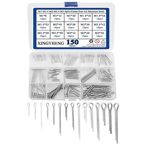 XINGYHENG 150pcs 15 Kinds 304 Stainless Steel GB91 M1 M1.5 M2 M2.5 M3 Split Cotter Clip Pins Assortment kit U Shape Fastener Fitting Pin Hairpin for Automotive Mechanics Engine Repair