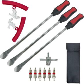 Sutekus 14.5" Tire Spoons Tool Kit Lever Mount/Demount Iron with Tire Valve and Rim Protectors for Auto Motorcycle Dirt Bike Lawn Mower Tractor Maintenance