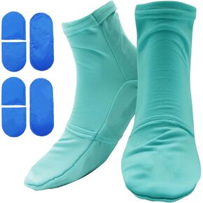 Reusable Cold Therapy Socks, Gel Ice Pack for Feet Heels Injuries Swelling, Hot and Cold Therapy Socks for Plantar Fasciitis Neuropathy Chemotherapy Pain Relief for Foot Ankle (Green)