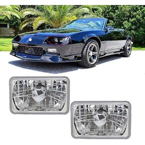 YLT AUTO Chrome Crystal Semi-Sealed Headlights 4 x 6 Inch Glass Lens H4 HID LED Halogen High and Low Beam Replacement Kit (Pair)
