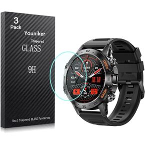 3 Pack Compatible with SUNKTA K52 1.39 Inch Smartwatch Screen Protector Tempered Glass Compatible with FOXBOX K-52 1.39'' Smart Watch Screen Protectors Foils Glass Anti-Scratch