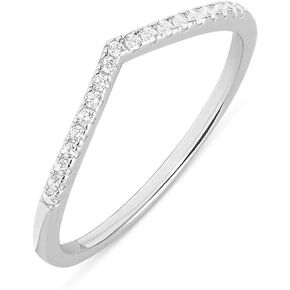 Milla Chevron Rings for Women - 14K Gold Plated Rings and 925 Sterling Silver - Wishbone 'V' Ring with Cubic Zirconia