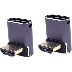 2 Pack 8K UHD HDMI Adapter, 48Gbps 3D HDMI 2.1 Version Extender, HDMI 2.1 Female to Side HDMI 2.1 Female Extension Adapter Connector Coupler, Support 8K@60Hz 4K@120Hz, 7680 * 3420P
